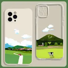 文芸的な田園風デザインのスマートフォンケース【透明・シリコン製・シンプルスタイル】
