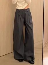 高級感のあるグレーのワイドレッグパンツ【ストレート・カジュアル・大きいサイズ対応】（セットアップ対応）