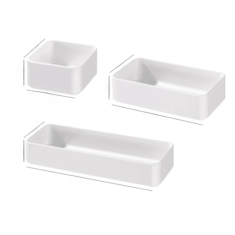 白色プラスチック製バスルーム用ミラーキャビネット収納 ボックス【化粧品・口紅・スキンケア用品用・細長い収納ラック】
