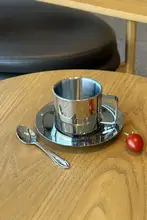 ステンレス製 コーヒーカップ【アメリカンダイナー風・午後のティータイム用・レトロデザイン】（セットアップ対応）