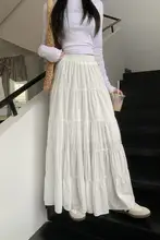 夏季ファッション！白色ハイウエストAラインスカート【極上の柔らかさ・透け感のあるメッシュ・体型カバー】