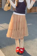 ドット柄チュールスカート【ふんわりデザイン・スイート・カジュアル】（セットアップ対応）