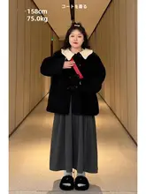 大きいサイズの春用深灰色ハイウエストスカート【Aライン・ロング丈・体型カバー】