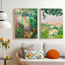 カミュのリビングルームの背景の壁の風景装飾絵画