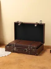 アンティークスタイルの手提げトランク【レトロデザイン・撮影小道具・木製】