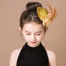 ヘアアクセサリー キッズ ガールズ ゴールド スパンコール ミニハット カチューシャ ヘアクリップ フォーマル ドレス 発表会 コンサート