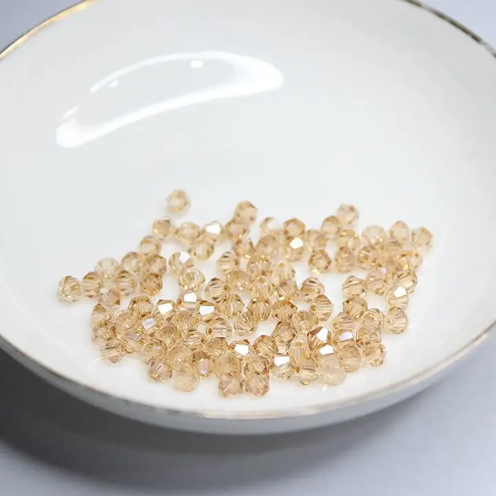 DIY用 菱形尖珠の人工水晶散珠ネックレス【香槟色・ファッションアクセサリー】