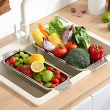 調節可能な伸縮式水切りバスケット【キッチン用・野菜や果物洗浄・穴あけ不要】
