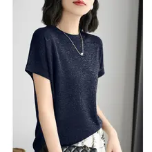 夏用のゆったりとしたクルーネック短袖Tシャツ【薄手・莱赛尔天丝・星空模様】