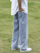 ウエストゴムの薄い水色デニムパンツ【メンズ・ゆったりストレート・夏用・カジュアル】