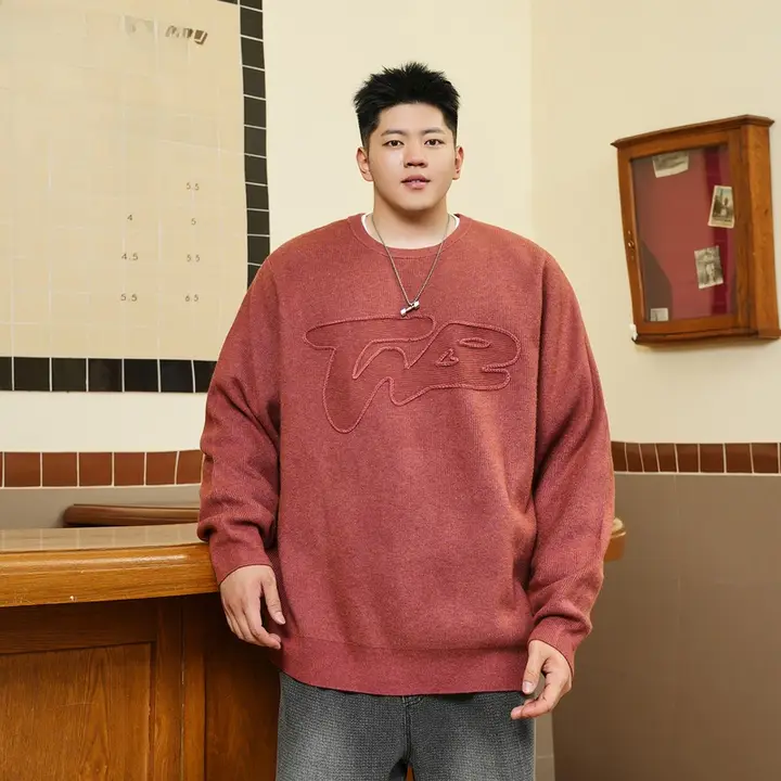 ニット セーター メンズ クルーネック 立体ジャカード編み オーバーサイズ ゆったり 大きいサイズ ストリート 冬 「THE PANG」