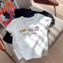 可愛い猫プリントの夏用半袖Tシャツ【フィット感のあるデザイン・ミルクイエロー】