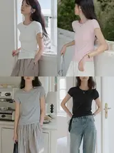 LILI EDIT レディース ベーシックショートスリーブTシャツ【ストレートカット・スリムフィット・夏用】
