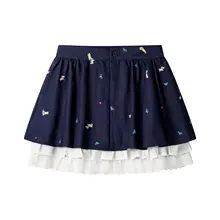 レトロな高腰フレアスカート【刺繍デザイン・バレエ風・夏用】