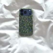 春夏向け グリーンラメ入りフラワーiPhoneケース【iPhone用・シンプルで可愛いデザイン】