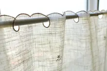 アメリカン刺繍のカフェカーテン【防塵用・半カーテン・穴あけ不要・小窓用】