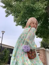 復古風 フラワープリント ラフなAラインドレス【秋用・ケーキスカート】（セットアップ対応）