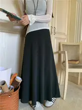 感溢れるグレーのロングスカート【夏用・柔らかい生地・ハイウエスト】