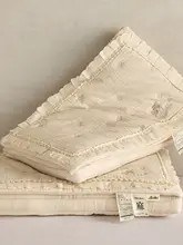 二重構造の取り外し可能なフリル付き綿麻シルク枕【大人用・白鹅绒使用・極上の柔らかさ】（セットアップ対応）