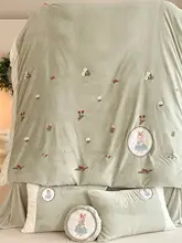 秋冬用 保温性に優れたかわいいキャラクター刺繍付き 牛乳フランネル4点寝具セット【コーラルフリース・シーツ・加毛布カバー】【セットアップ対応】