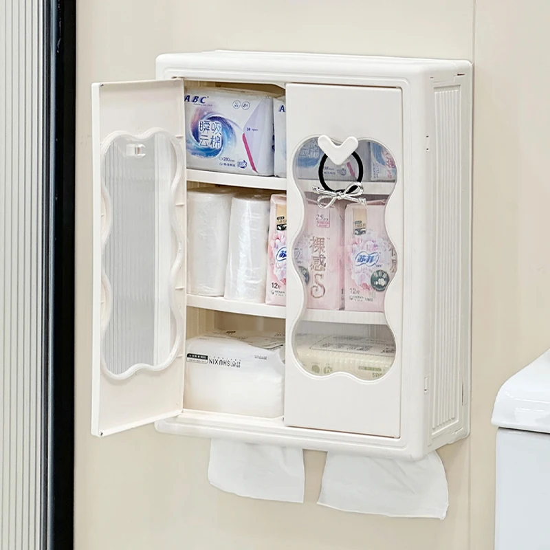 壁掛け式トイレットペーパーホルダーZZ79HU8：穴あけ不要で防水・大容量収納を実現