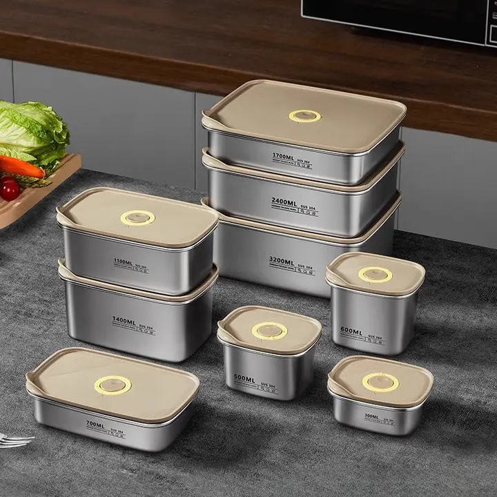 食品保存に最適！304ステンレス製冷蔵庫用保存容器【フードストレージ・冷凍室対応】