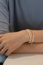VIA 天然パール重ね付けブレスレット【アンティークスタイル・多層・女性用】