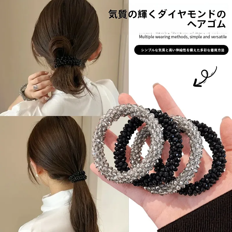 ビジュー付き高弾力ヘアゴム：簡単まとめ髪に最適なレトロデザインの実用性解析
