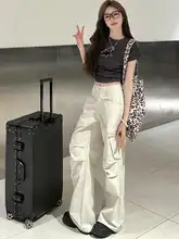 高身長向け アメリカンヴィンテージ 多ポケット ワークパンツ【夏用・ハイウエスト・ストレート・ワイドレッグ】