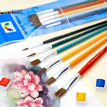 学生用絵画用筆【馬毛・扁平筆・口筆・初心者向け・水彩画用】（セットアップ対応）