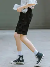 カーキ色のレディース工装ショートパンツ【夏用・カジュアル・5分丈・大きいサイズ】