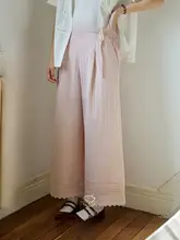 通勤用ウエストゴムのハイウエストゆったり花柄切り替えストレートパンツ【女性用・カジュアル】（セットアップ対応）