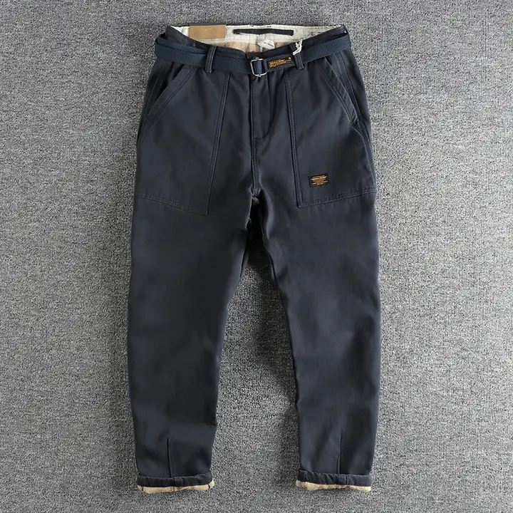 冬用 厚手裏起毛 カジュアルパンツ【コーデュロイ・復古デザイン・ tapered fit】