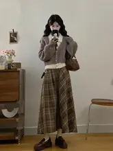 美ラデの学院風ニットセーターとチェック柄スカート【秋冬向け】（セットアップ対応）