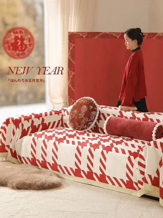 ソファカバー ソファースロー クリスマスデコレーション 上品 レッド インテリア