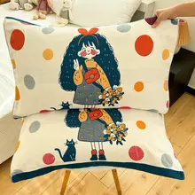 波点デザインのかわいい全棉ガーゼ枕巾【極上の柔らかさ・吸汗タイプ】（セットアップ対応）