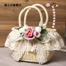 オリジナルハンドメイドストローバッグ ロリータレースビーチバッグ