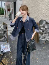 シャツカラー切り替えデニムセット【秋用・カジュアル・2点セット】