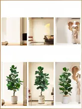 大型 カシワバゴムノキ フェイクグリーン 人工観葉植物 リビング用 装飾盆 鉢植え