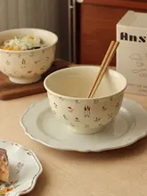 大容量の高脚陶器面碗【和風デザイン・スープや麺料理用】