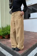 カジュアルなデザインの皺加工ストレートパンツ【レディース・ワイドレッグ・デニム】（セットアップ対応）