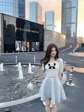 パールデザインのダブルサテン傘型スカート【ハンドメイド・高級感】