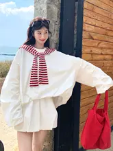 スウェット ショートパンツ レディース ホワイト ボーダー ケープデザイン petite カジュアル 秋 2点セット