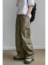 カーゴパンツ ユニセックス ワイド ジョガーパンツ ルーズ ヴィンテージ ワーク テクニカル 着回し 夏
