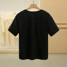Tシャツ【ファッションロゴプリント・クルーネック・細見え・夏用・カジュアル短袖】