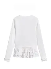 春にぴったり！白色のリボン付き半袖Tシャツと長袖ジャケット【女性用・トレンドデザイン】（セットアップ対応）