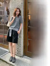 ボストンサンダル レディース グレー フェイクムートン ボア 厚底 普段使い 秋