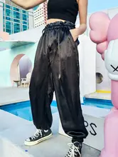 涼感透湿 ブラックサテン素材のストレートレギンス【ハイウエスト・ロング丈・レディース】