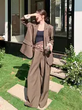 復古風スーツジャケット【洗練デザイン・ウエストシェイプ・ゆったりパンツ】（セットアップ対応）