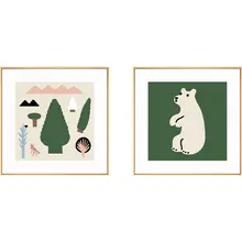 北欧風 森の動物 デコレーションアート【うさぎ・子供部屋・カートゥーン・緑色】
